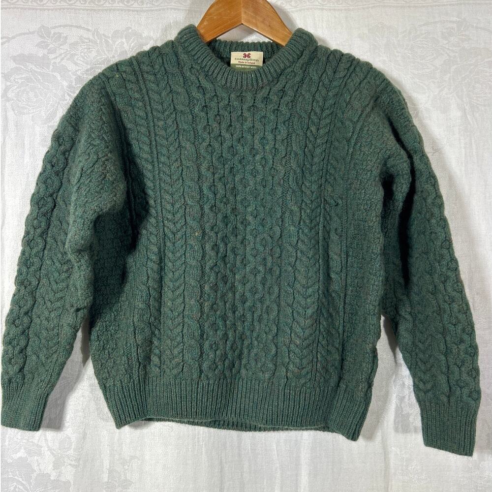 Classic Cable Knit Crewneck Sweater - Green